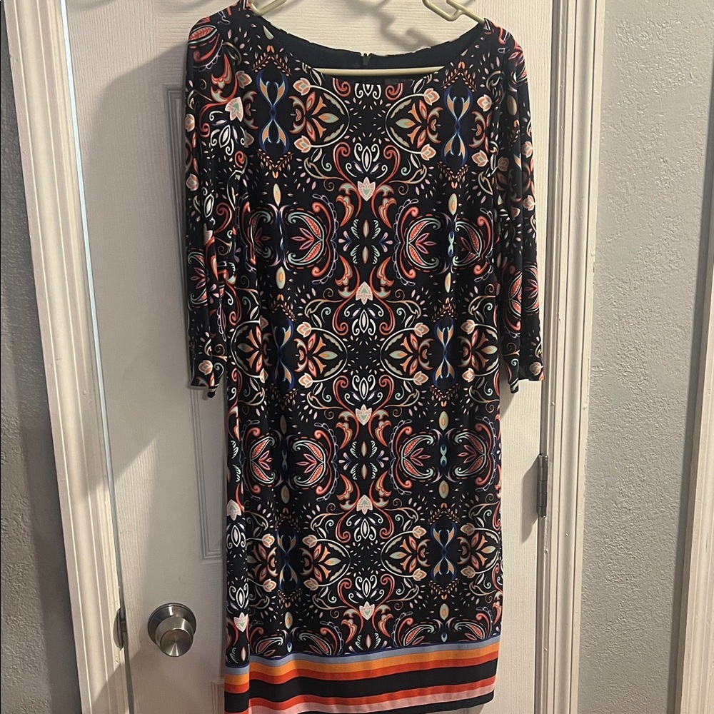 Vince Camuto Multicolor Patterned Long Sleeve Dress